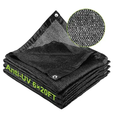 Shade Cloth, 60% Sunblock 6 x 20 ft Sun Shade Sail for Garden Patio Plants Pergola Greenhouse Deck Yard Pool, Black
