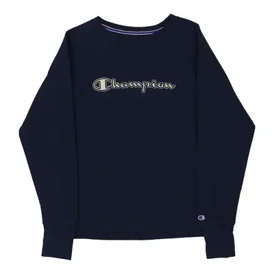 Champion Spellout Sweatshirt - XS Navy Cotton