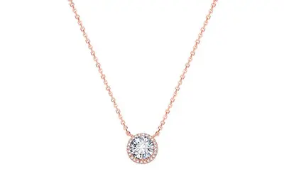 Beneto Rose Gold Plated Silver Necklace with Crystals AGS1135/47
