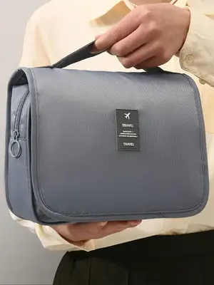 Solid Color Toiletry Bag, Large Capacity Waterproof Toiletry Bag with Handle, Zipper Toiletry Organizer Pouch for Travel, Out...