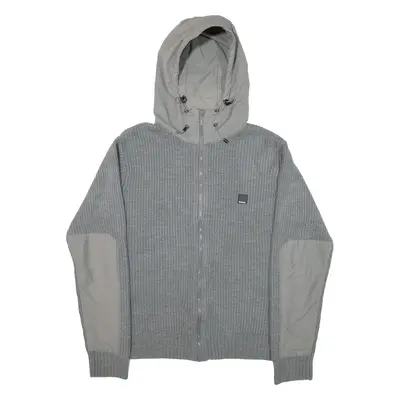 BENCH Mens Jacket Grey Knit Hooded M