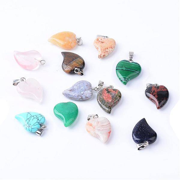 Natural & Synthetic Mixed Stone Pendants with Brass Findings