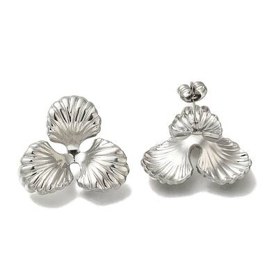 304 Stainless Steel Flower Stud Earrings for Women