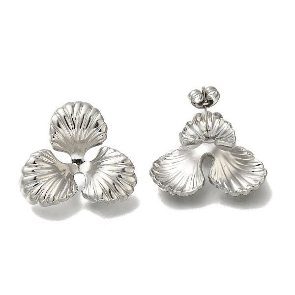 304 Stainless Steel Flower Stud Earrings for Women