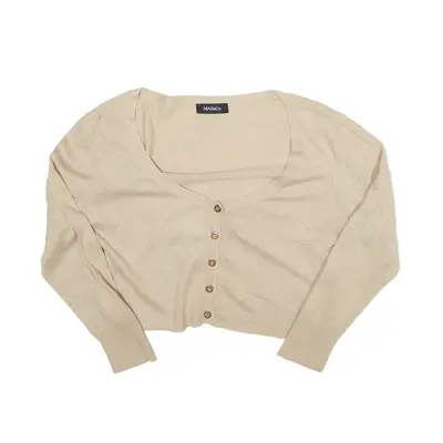 MAX&CO Button-Up Cropped Cardigan Cream 3/4 Sleeve Womens XS