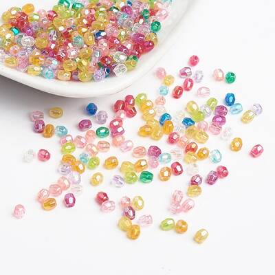 Mixed Color Plating Faceted Round Acrylic Spacer Beads