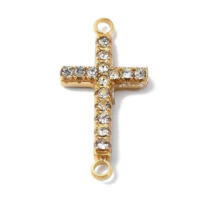 Ion Plating(IP) 304 Stainless Steel Crystal Rhinestone Connector Charms