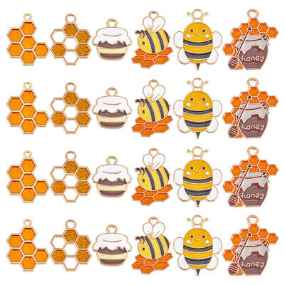 48Pcs 6 Styles Alloy Enamel Pendants