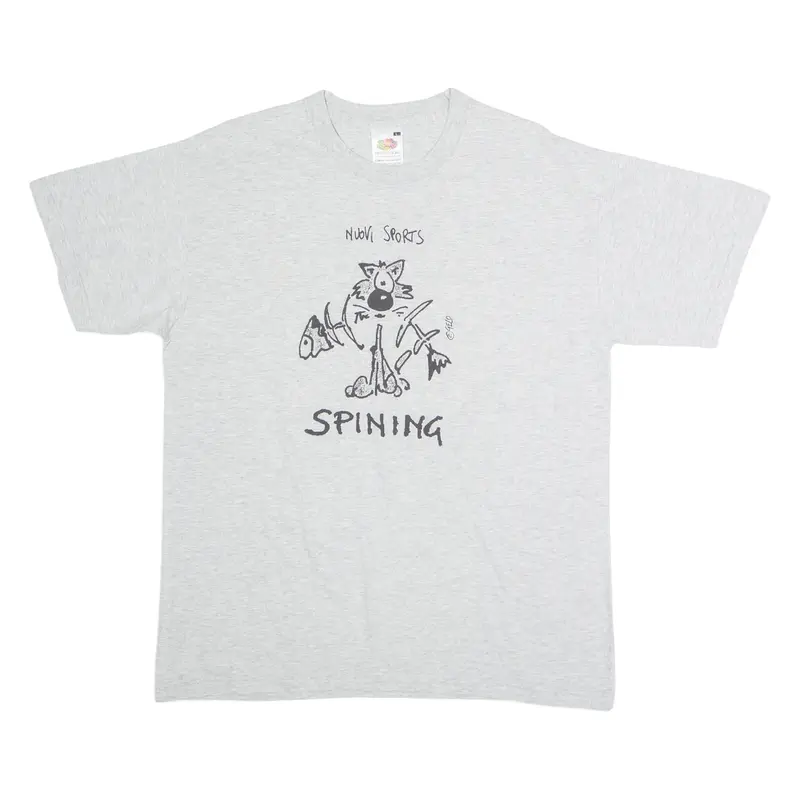 FRUIT OF THE LOOM Nuovi Sports Spinning Mens T-Shirt Grey Crew Neck L