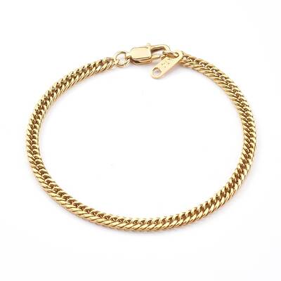 Women's 304 Stainless Steel Diamond Cut Curb Chain Bracelets