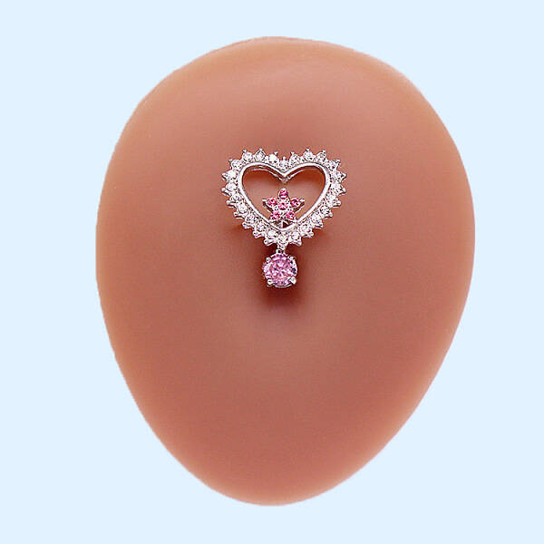 316L Surgical Stainless Steel Micro Pave Cubic Zirconia Top Down Belly Rings