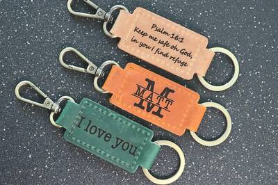 Personalized Leather Keychain. Custom Leather Keychain. Monogrammed Leather Key fob Leather Key Fob, Keychain, Monogrammed Ke...