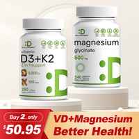 DEAL SUPPLEMENT Magnesium Glycinate+Vitamin D3&K2 BUNDLE | Muscle, Joint, Bones, Nerve Function, Sleep, Heart, Immune System ...