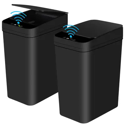 2 Pack 2.2 Gallon Bathroom Automatic Trash Can Touchless Smart Motion Sensor Garbage Can with Lids Small Narrow Electric Garb...