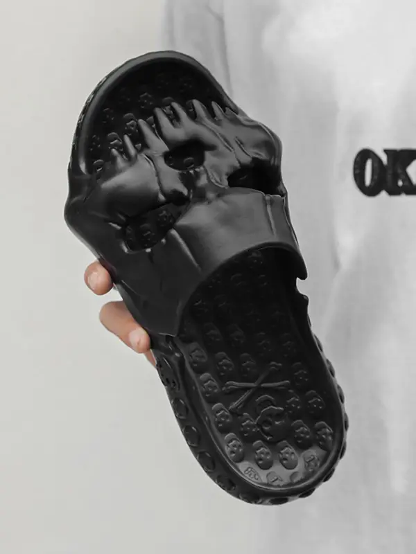Men's Casual Hollow Out Skull Design Slippers for Beach Holiday Vacation, New Trendy Funny Cozy Slippers for Summer 2024, Fas...