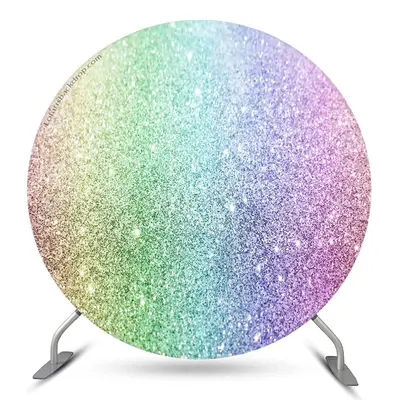 Aperturee Dreamy Glitter Rainbow Circle Birthday Backdrop | Circle Party Backdrop | Birthday Round Backdrop Cover | Round Bac...