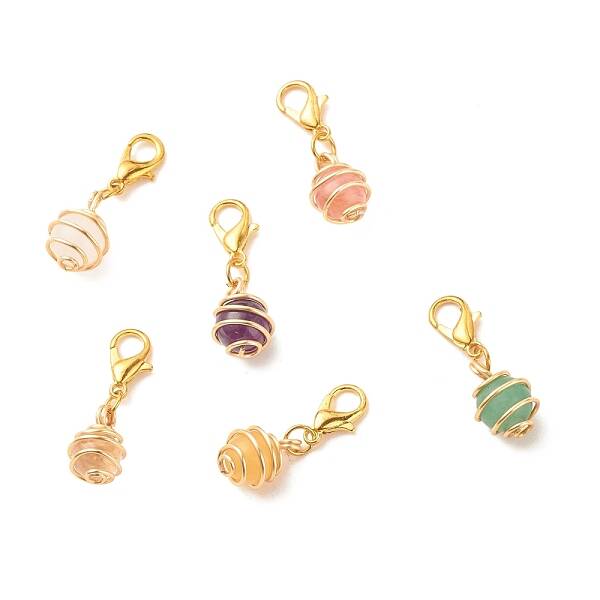 Round Gemstone Spiral Bead Cage Pendant Decorations