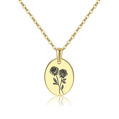 Brass Birth Month Flower Pendant Necklace