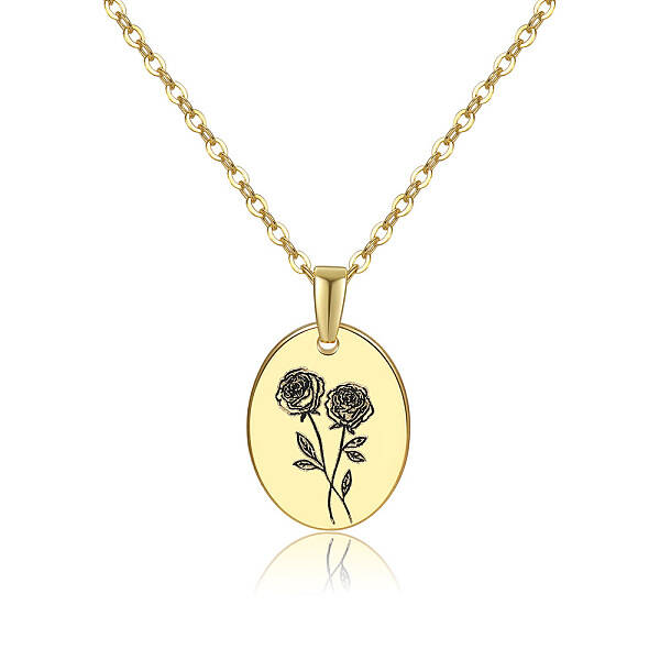 Brass Birth Month Flower Pendant Necklace