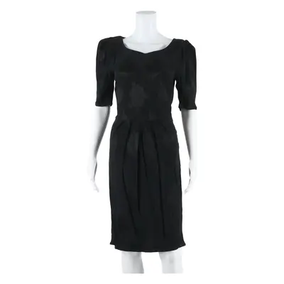 SIMON JEFFREY Womens Pencil Dress Black Floral Short Sleeve Knee Length UK 14