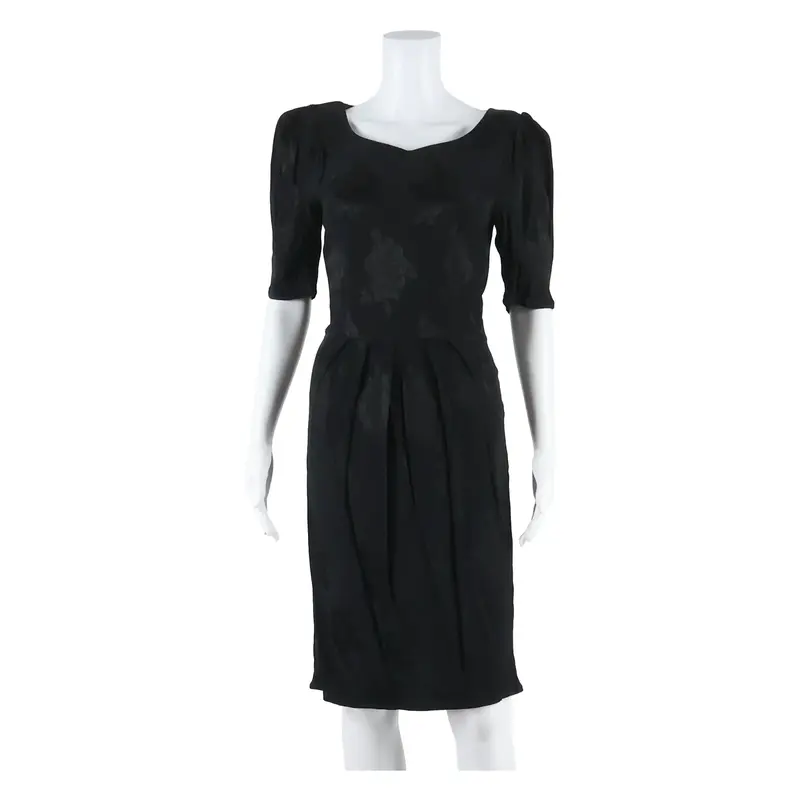 SIMON JEFFREY Womens Pencil Dress Black Floral Short Sleeve Knee Length UK 14