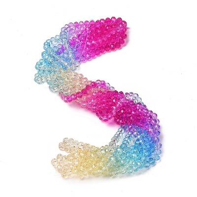Transparent Painted Glass Beads Strands