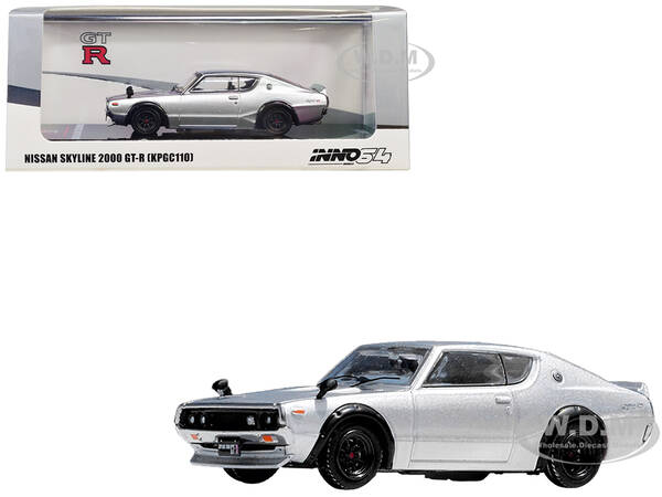 Nissan Skyline 2000 GT-R (KPGC110) RHD (Right Hand Drive) Silver Metallic 1/64 Diecast Model Car by Inno Models