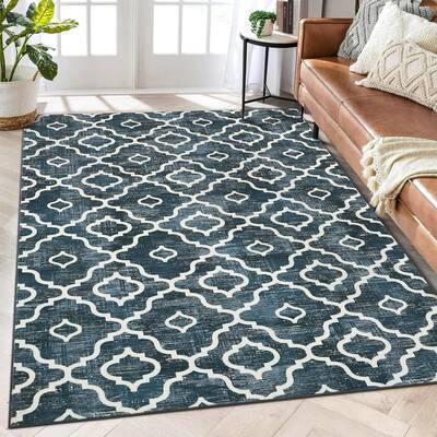 Garvee Modern Rug 9x12 Large Washable Rugs for Living Room Bedroom Boho Trellis Rug Low Pile Moroccan Office Floor Carpet Non...