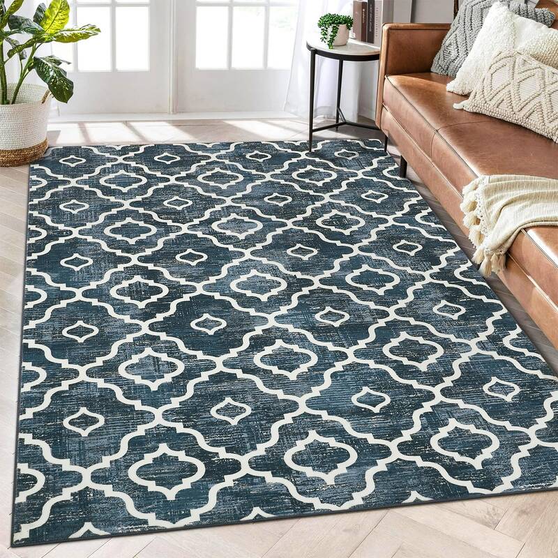 Garvee Modern Rug 9x12 Large Washable Rugs for Living Room Bedroom Boho Trellis Rug Low Pile Moroccan Office Floor Carpet Non...