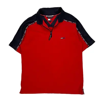 Tommy Jeans Polo Shirt - Large Red Cotton
