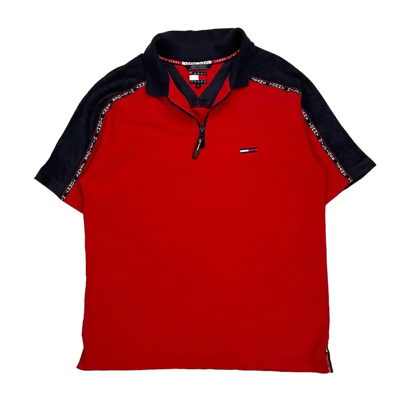 Tommy Jeans Polo Shirt - Large Red Cotton