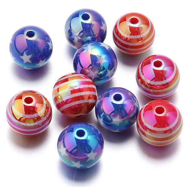 10Pcs UV Plating Colours Acrylic Beads