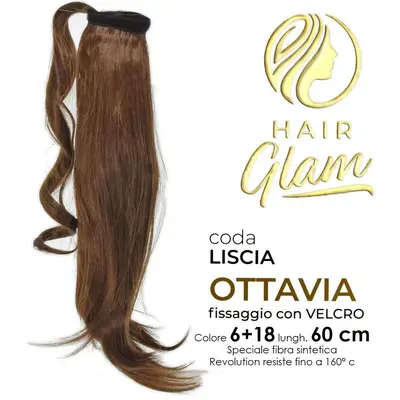 HAIR GLAM OTTAVIA CODA W/VELCRO FIBER REVOLUTION Length 60 6+18 cm