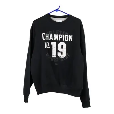 Champion Spellout Sweatshirt - Large Black Cotton Blend