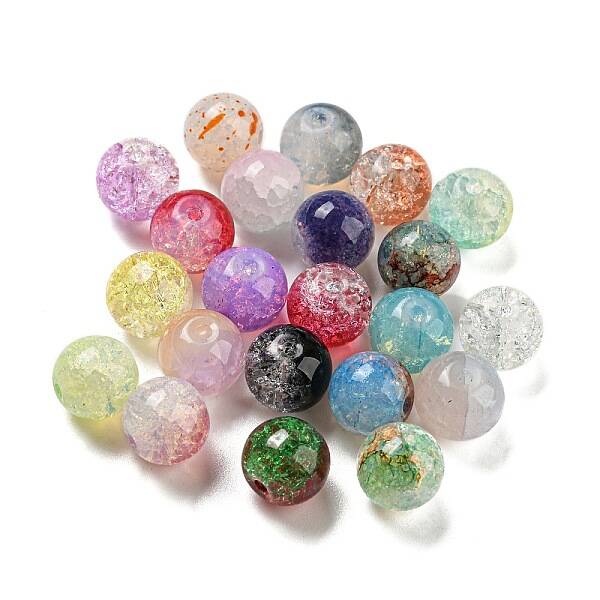Transparent Spray Painting Crackle Glass Beads