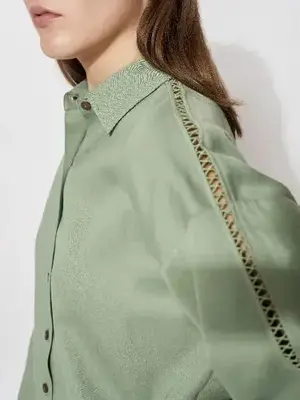 Alyvia Collared Short Shirt | Size: 34 | Color: Olive