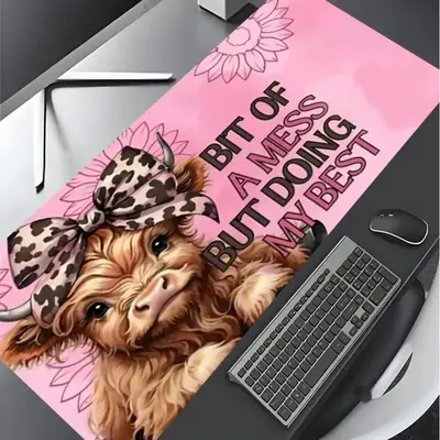 Cute Cow Pattern Mouse Pad, Rectangle Gaming Mouse Pad, Non-slip Mousepad, Office Desk Keyboard Mouse Mat for Home Office Des...