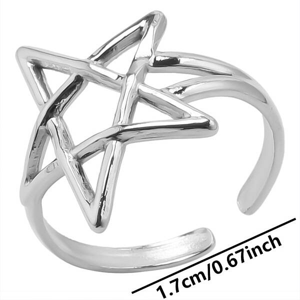 Stainless Steel Star Open Cuff Ring Women