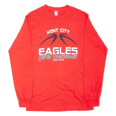 GILDAN Kent City Eagles Girls Basketball USA T-Shirt Red Long Sleeve Womens S