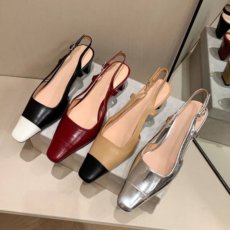 CHIKO Emberly Square Toe Chunky Heels Slingback Shoes