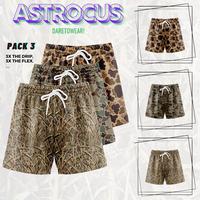 ASTROCUS Pack 3 Camo Hunting Shorts  with 5 inch Inseam Realistic Camouflage Athletic Shorts, Breathable and Workout-Inspired...