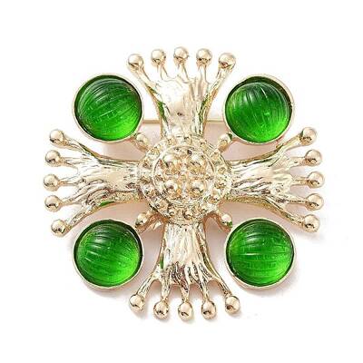 Flat Round with Cross Alloy Acrylic Brooch