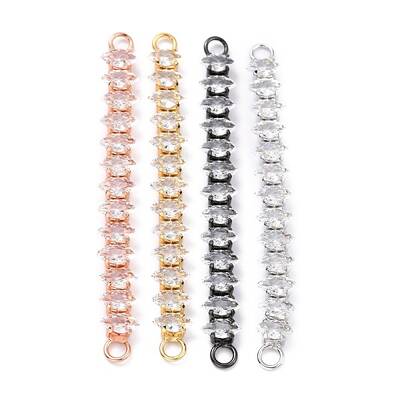 Brass Clear Horse Eye Cubic Zirconia Links Connectors