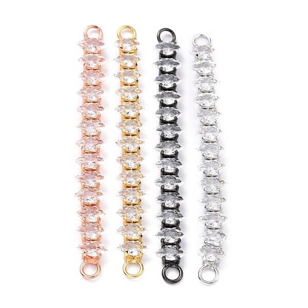 Brass Clear Horse Eye Cubic Zirconia Links Connectors