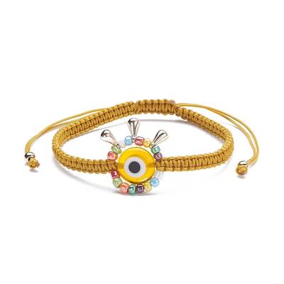 Big Evil Eye Braided Bead Bracelet