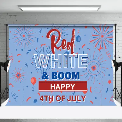 Red White Boom Sparkle Blue 4th Of July Backdrop - Aperturee