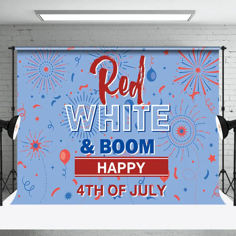 Red White Boom Sparkle Blue 4th Of July Backdrop - Aperturee