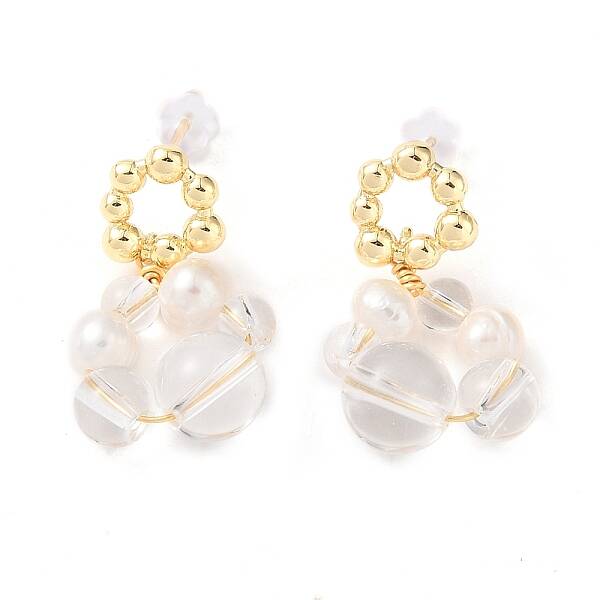 Natural Quartz Crystal Dangle Earrings
