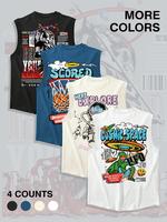 Men's Cartoon Graphic Print Round Neck Tank Top, Regular Fit Casual Sleeveless Tee, Men's Summer Top for Daily Wear, Clothing