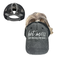 JMILYJW Women's Baseball Hat - Ponytail Baseball Cap Distressed Washed Messy High Bun Ponytail Hat